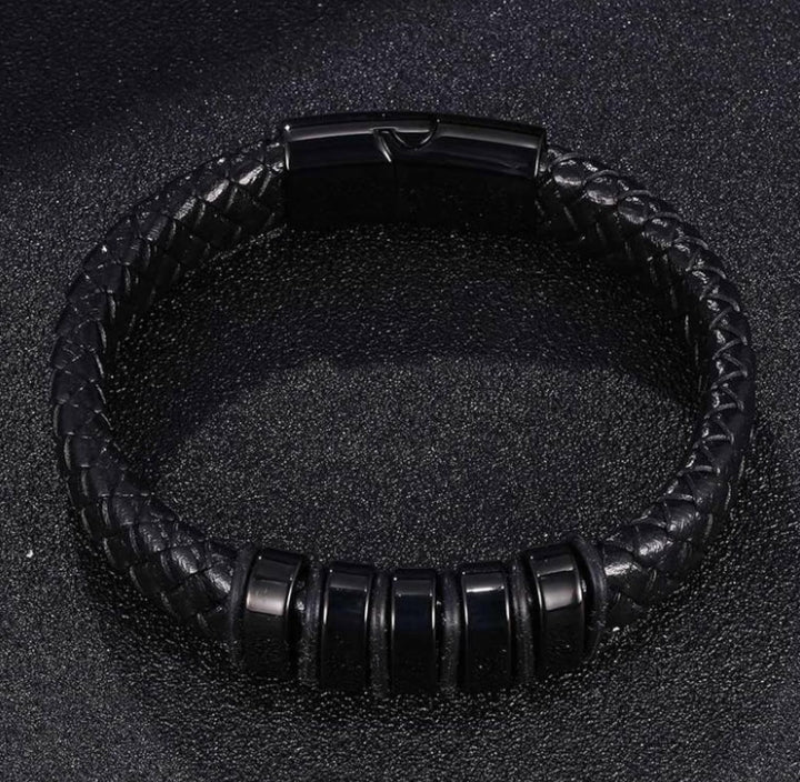 PrimeChain Silver Chain For Men Stainless Steel Square Silver Pendant With Black Leather Bracelet For Men Boys Love Gifts Combo