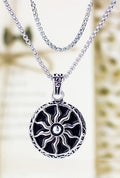 PrimeChain Men's Jewellery Silver Chain For Mens Sun Power Design Silver Pendant For Boys Men Stainless Steel Black Silver Locket Pendant Necklace For Boys And Men